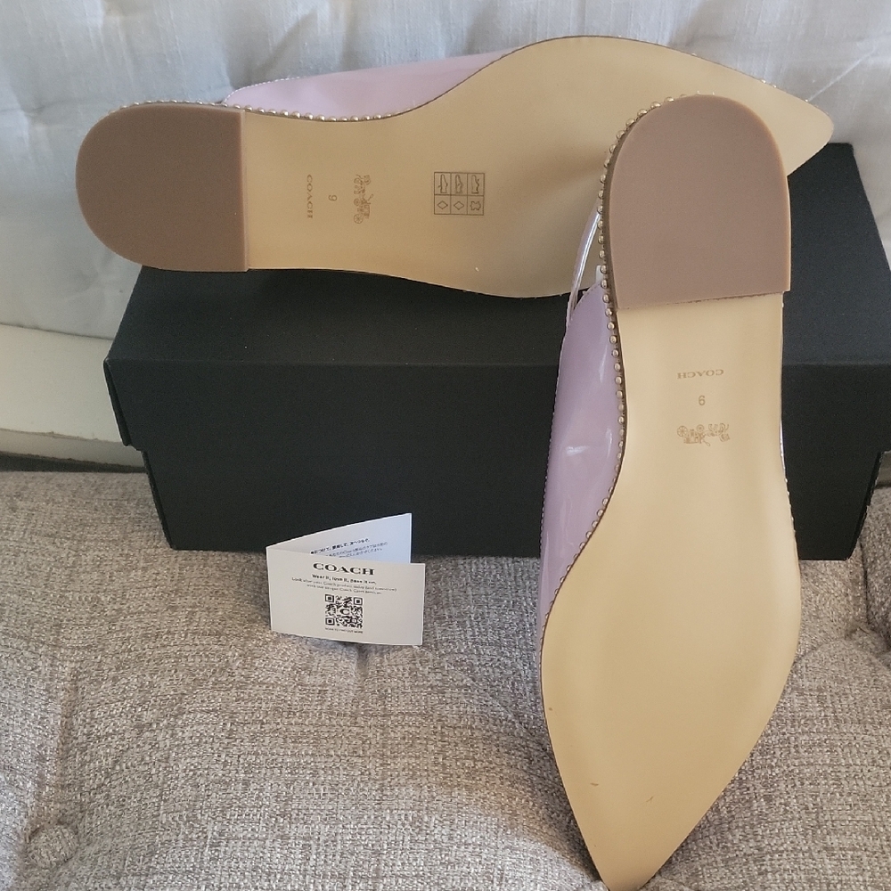 Coach Lilac Patent Leather Beaded-Trim Slingback Flats - Picture 5 of 10